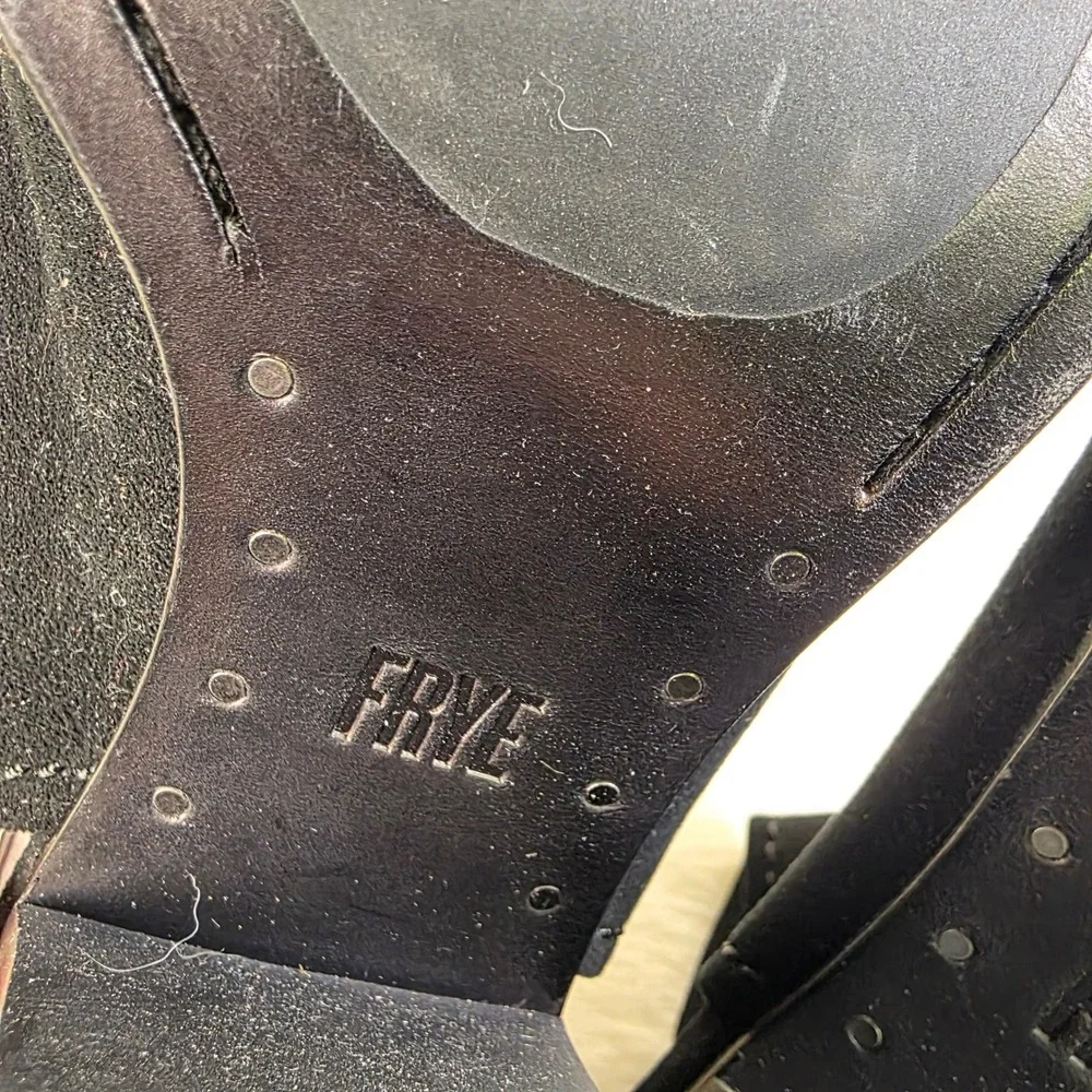 Frye Suede Peep Toe Slingback Booties Black Block Heel Women 10M Excellent